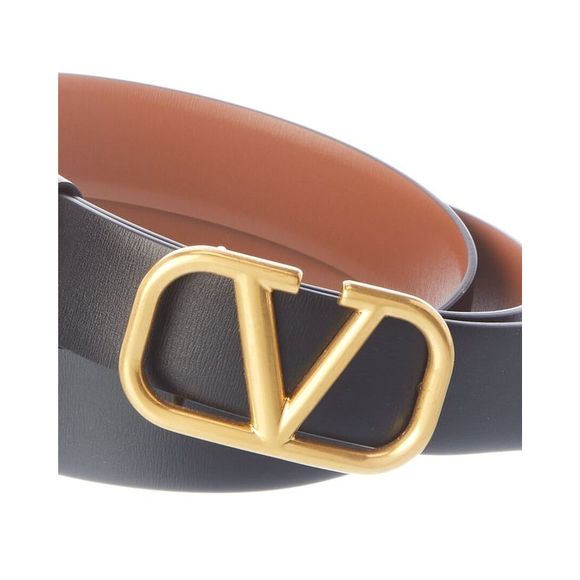 Valentino Vlogo Reversible Leather Belt, Brown - Picture 3 of 4